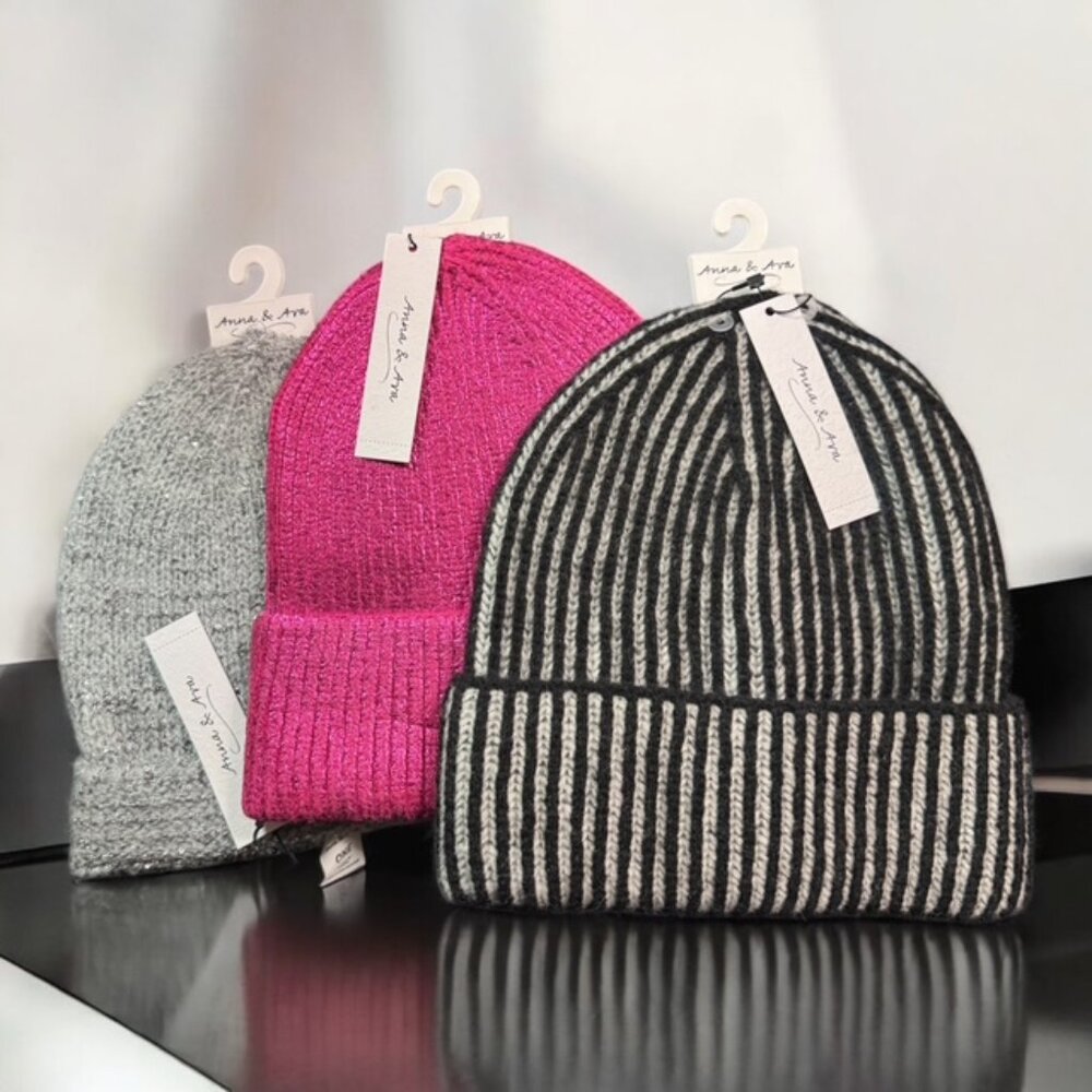 Anna & Ava New Beanie Pink or Black or Gray